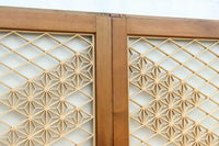 幅670ミリ　麻の葉組子が絢爛な眺めを描くガラス戸セット　F8615　在庫2枚二組