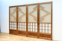 幅670ミリ　麻の葉組子が絢爛な眺めを描くガラス戸セット　F8615　在庫2枚二組