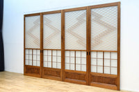 幅670ミリ　麻の葉組子が絢爛な眺めを描くガラス戸セット　F8615　在庫2枚二組