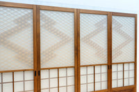 幅670ミリ　麻の葉組子が絢爛な眺めを描くガラス戸セット　F8615　在庫2枚二組