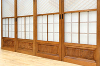 幅670ミリ　麻の葉組子が絢爛な眺めを描くガラス戸セット　F8615　在庫2枚二組