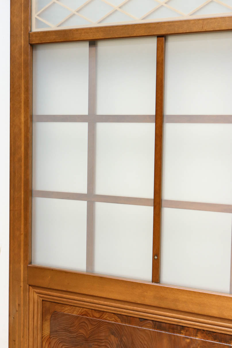 幅670ミリ　麻の葉組子が絢爛な眺めを描くガラス戸セット　F8615　在庫2枚二組