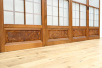 幅670ミリ　麻の葉組子が絢爛な眺めを描くガラス戸セット　F8615　在庫2枚二組