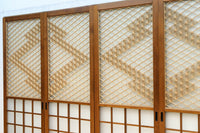 幅670ミリ　麻の葉組子が絢爛な眺めを描くガラス戸セット　F8615　在庫2枚二組