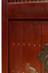幅1080ミリ　上品な巾着模様の装飾金具を添えた富山格子蔵戸　G2349