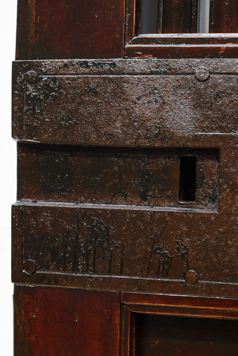 幅1342ミリ　丸面格子づくりの貫録溢れる総欅能登格子蔵戸　G2523