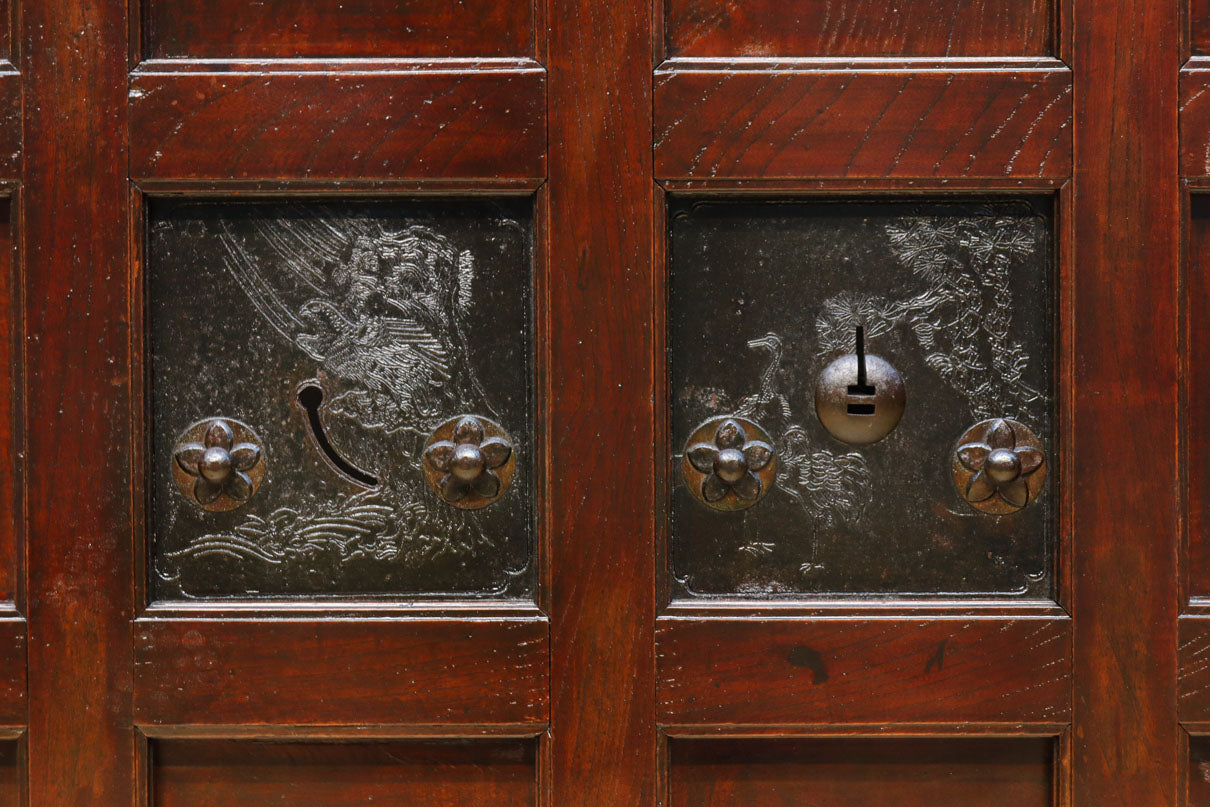 幅1342ミリ　丸面格子づくりの貫録溢れる総欅能登格子蔵戸　G2523