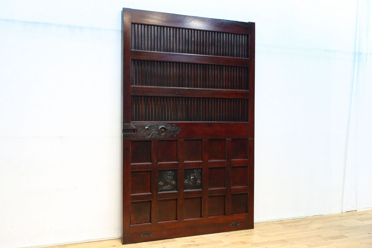 幅1342ミリ　丸面格子づくりの貫録溢れる総欅能登格子蔵戸　G2523