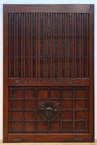 幅1195ミリ　うさぎ金具の可愛らしい表情に心和む気品ある大珍品総欅富山蔵戸　G2530