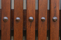 幅900ミリ　スリム幅!! 上品な漆の艶色に装飾金具が華を添える総欅格子蔵戸　G2548