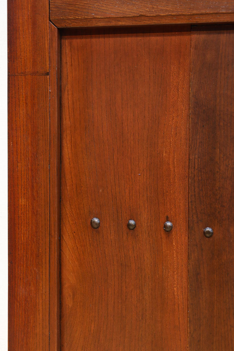 幅900ミリ　スリム幅!! 上品な漆の艶色に装飾金具が華を添える総欅格子蔵戸　G2548