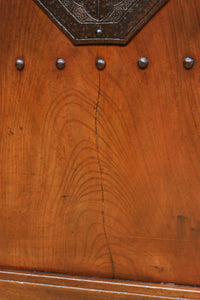 幅900ミリ　スリム幅!! 上品な漆の艶色に装飾金具が華を添える総欅格子蔵戸　G2548