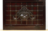 幅1148ミリ　帯鉄格子と巾着金具で貫録のある縦格子富山蔵戸　G2555