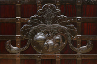 幅1148ミリ　帯鉄格子と巾着金具で貫録のある縦格子富山蔵戸　G2555