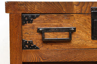 欅杢目が美しい堅牢な造りの風格溢れる越後帳場箪笥　BB3266