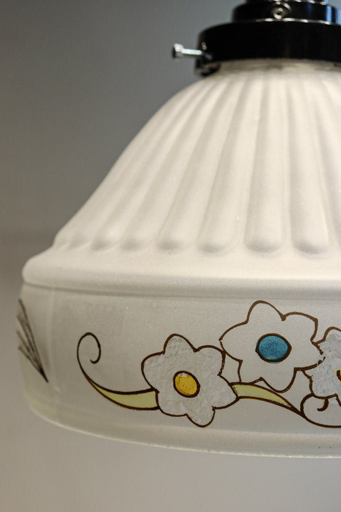 レトロで温かみのある花柄の電笠　DF1051　在庫2灯