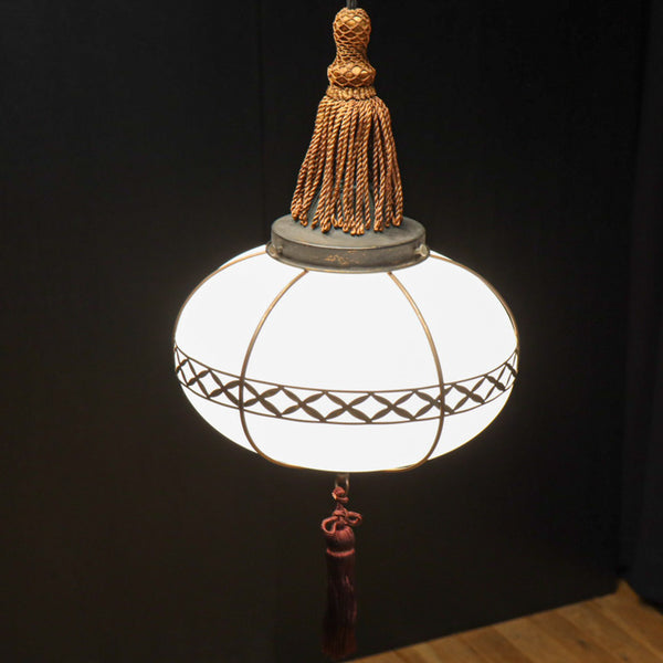 ビーズ 天守閣 骨董品 美しい七宝すかし模様が気品ある雪洞型電笠(房付き) DC8534 – 古福庵