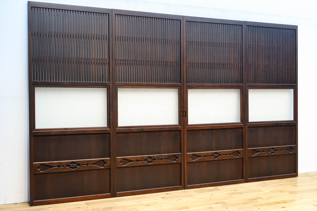 幅720ミリ　平格子で時代の趣きある変わりデザイン格子戸　F8582　在庫4枚