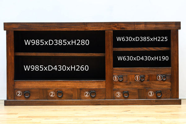 極上前面総欅!! みざら戸造りに上質な色艶が際立つ近江水屋箪笥　BB3221