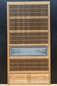 幅927ミリ　帯びガラスが風情ある上質な木地色をした大阪格子戸　F8516　在庫4枚