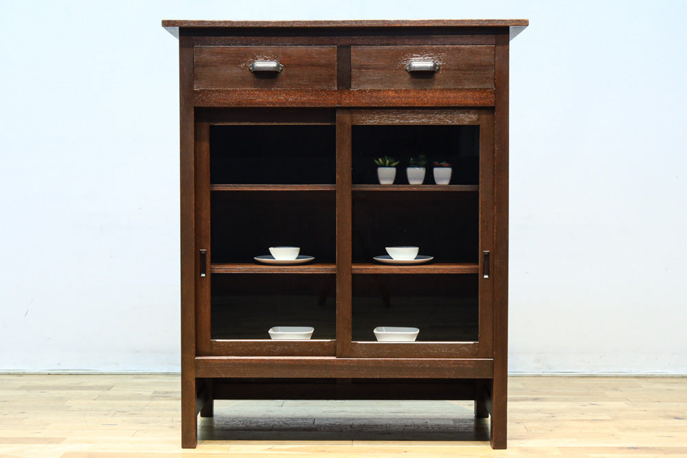 稀少サイズ！！ディスプレイが映えるレトロモダンな高脚ガラスケース　BB3151