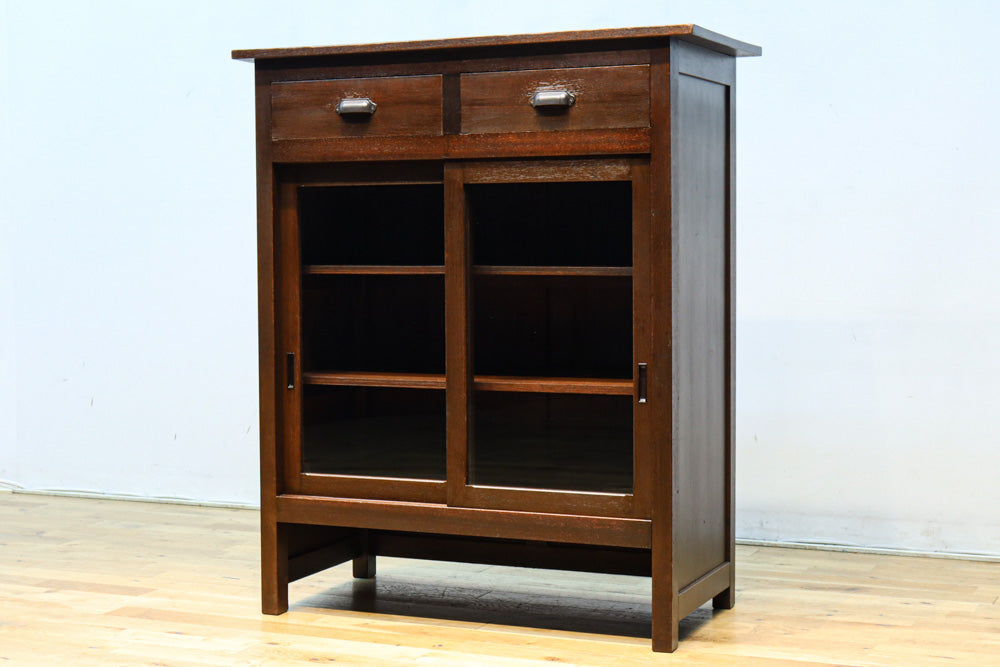 稀少サイズ！！ディスプレイが映えるレトロモダンな高脚ガラスケース　BB3151