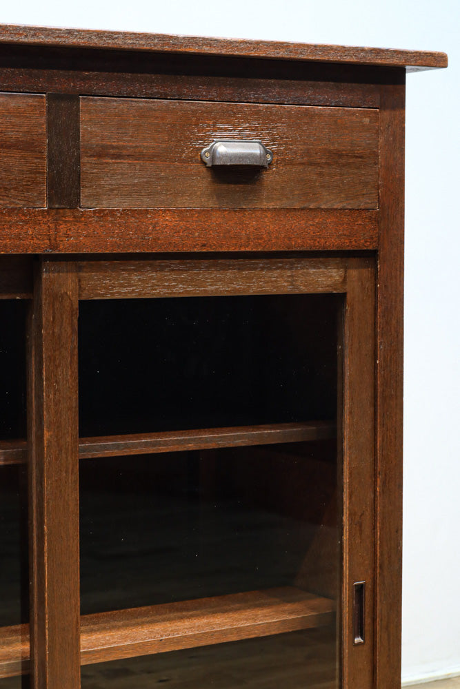 稀少サイズ！！ディスプレイが映えるレトロモダンな高脚ガラスケース　BB3151