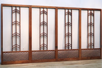 Width 667 mm, height 1362 mm Total chestnut! !  Glass door F6069 4 pieces set with japanese glass and wooden leaf watermark arrow feather band pattern