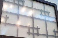 幅696ミリ　幾何学装飾とチェッカーガラスで趣き溢れるガラス戸　F6968　在庫2枚