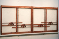 竹をモチーフにした装飾で和の情緒溢れるガラス入り欄間　E6583ab　在庫(a:2 b:2)枚