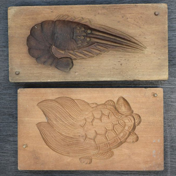 生き生きと描かれた海老と亀の蓋付き菓子型 DB8131ab 在庫(a:1 b:0)個