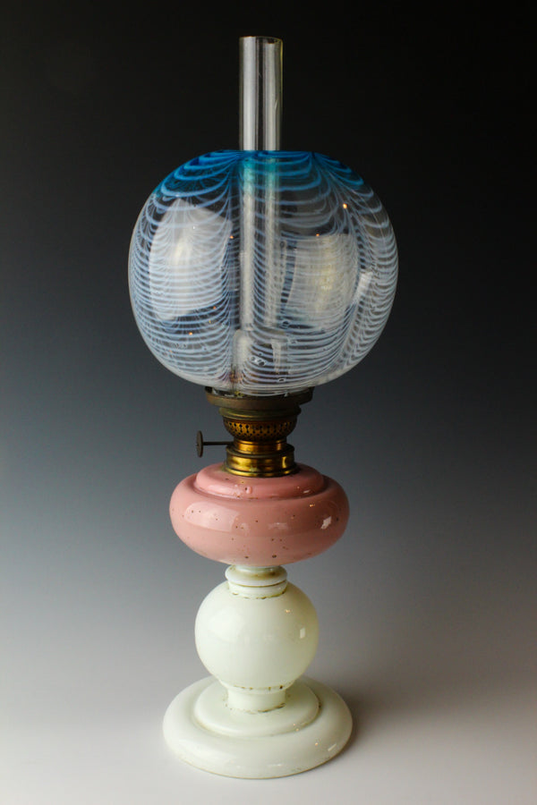 Round blue edge scraped rare color oil pot stand lamp Z-A