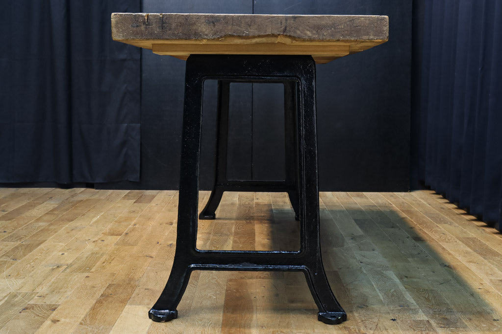 味わい深い古材のアイアン脚付きテーブル　BB1509