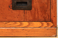 前面総欅!! 菊菱装飾金具と美麗な欅杢目で気品溢れる帳場箪笥　Ba9597