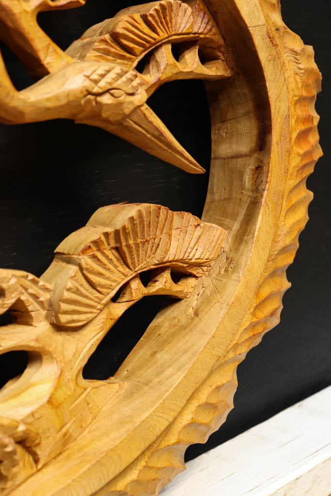 鶴が松の枝で戯れる上品な彫刻飾り　DC2671abcd　在庫(a:0 b:0 c:1 d:0)個