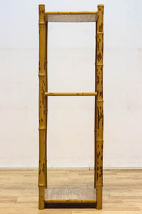 繊細な杢目の棚板と竹脚で和の趣きある飾り台　DC3637