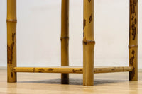 繊細な杢目の棚板と竹脚で和の趣きある飾り台　DC3637