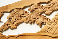 優美な鶴と松が素敵な木地色の欄間素材　E8814abcd　在庫(a:1 b:0 c:0 d:0)枚