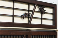 竹雀を描いた風流な面持ちの欄間・書院セット　E9690　在庫3枚1組