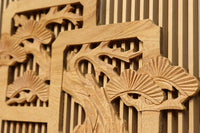 繊細な縦繁と松竹梅彫刻で格調高い欄間　EZ1024ab　在庫(a:1 b:1)枚