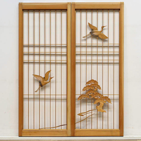 最新作の 古福庵【EZ1101 2枚1組 和の風情を深める鶴と松の書院セット 