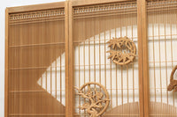 扇窓絵に松竹梅の彫刻を添え気品溢れる木地色の書院セット　EZ1171　在庫4枚1組