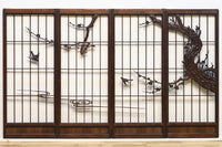 梅と鶯の風情ある風景を描いた書院セット　EZ1190　在庫4枚1組