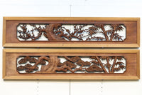 古色の加わった風情溢れる松竹梅の彫刻欄間　EZ1300ab　在庫(a:1 b:1)枚
