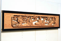七福神の迫力ある深彫り彫刻欄間セット　EZ1306ab　在庫2枚1組