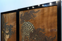 幅1460ミリ高さ1892ミリ稀少珍品‼ 繊細で躍動感のある唐獅子板絵戸一対　F7670　在庫2枚1組