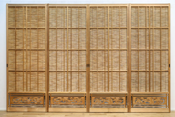 幅672ミリ　鷹と松の彫刻板で上品な簾戸　F7725abcd　在庫(a:1 b:1 c:1 d:1)枚