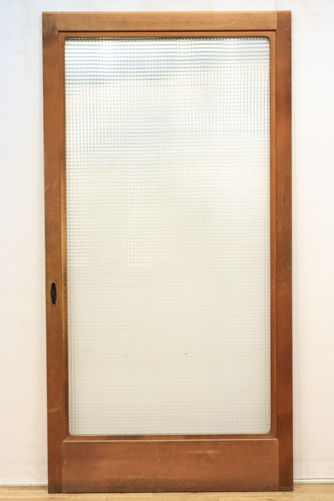昭和レトロ‼ 幅907ミリ　チェッカーガラスで和の趣きある大判ガラス戸　F7773　在庫4枚