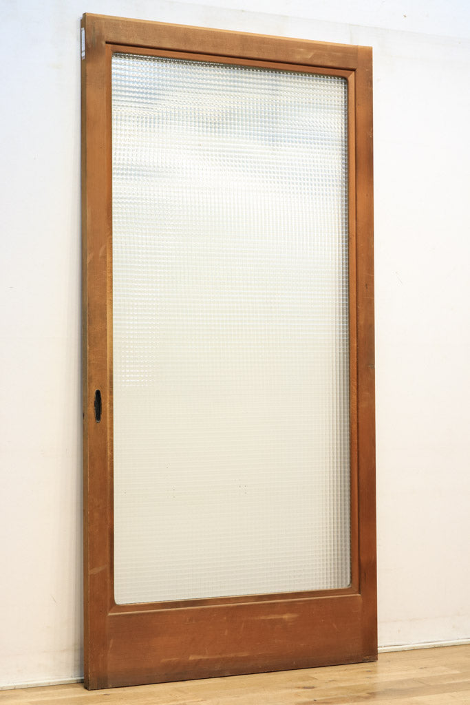 昭和レトロ‼ 幅907ミリ　チェッカーガラスで和の趣きある大判ガラス戸　F7773　在庫3枚