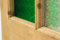 幅926ミリ、高さ1960ミリ!!　グリーンを含んだ市松模様が木地色に映えるレトロドア　G1979b　在庫1枚